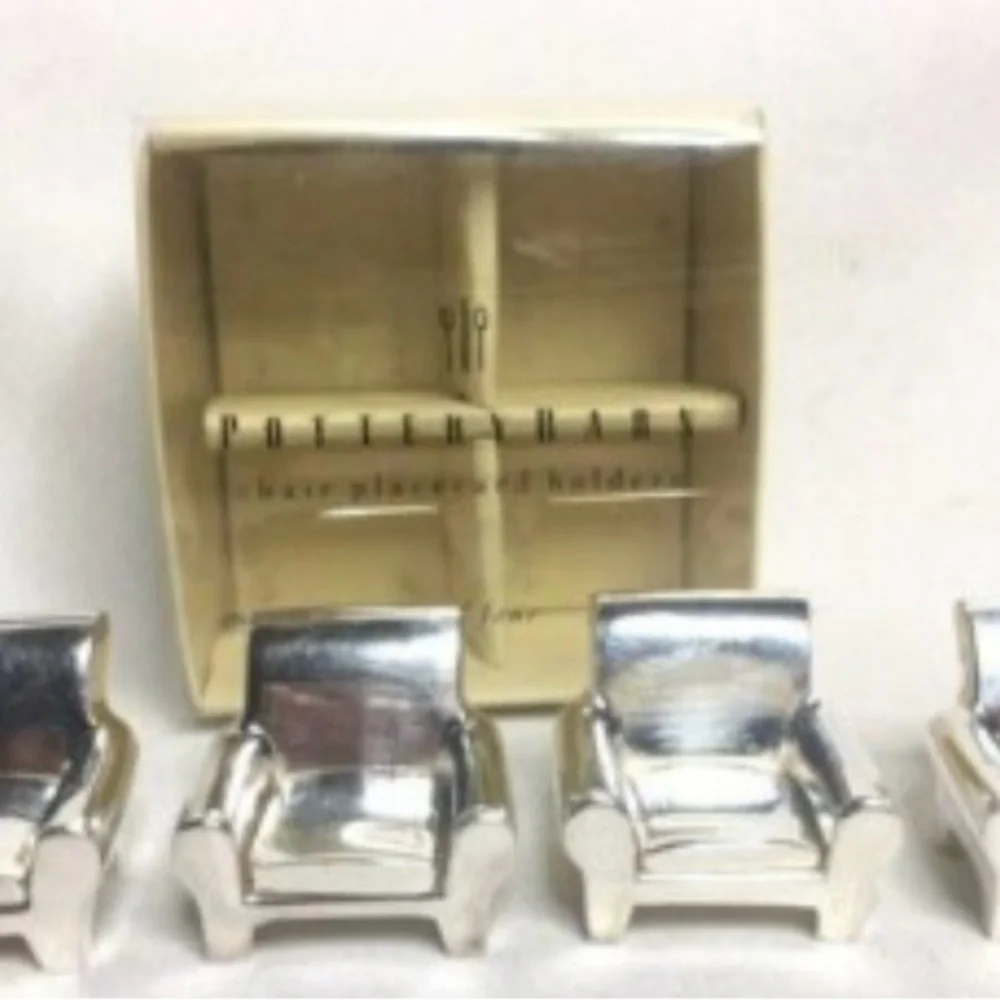 Pottery Barn Silver Chair Placecard Holders‎ Set with original box 8 of these.